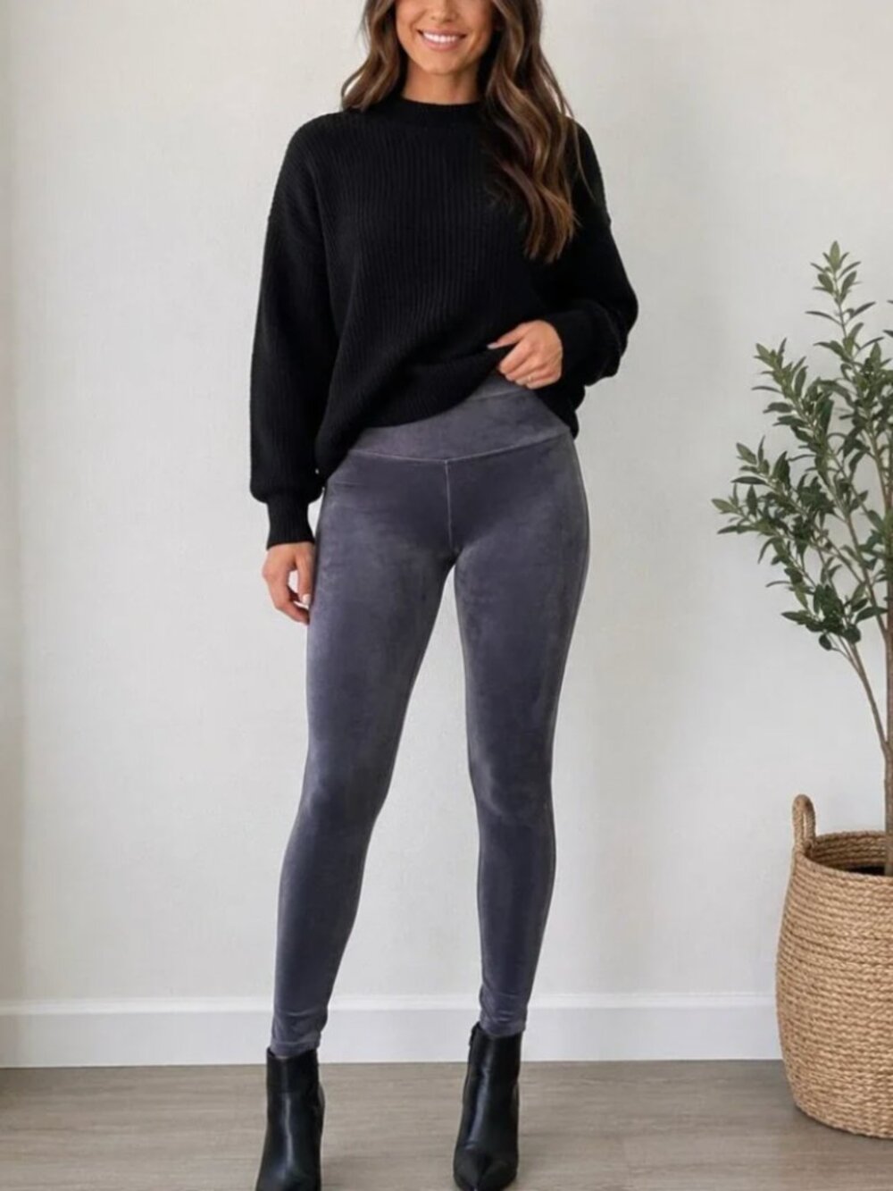 Spanx Velvet Leggings Silver Chrome Gray Shaping Stretch Style 2070 Large